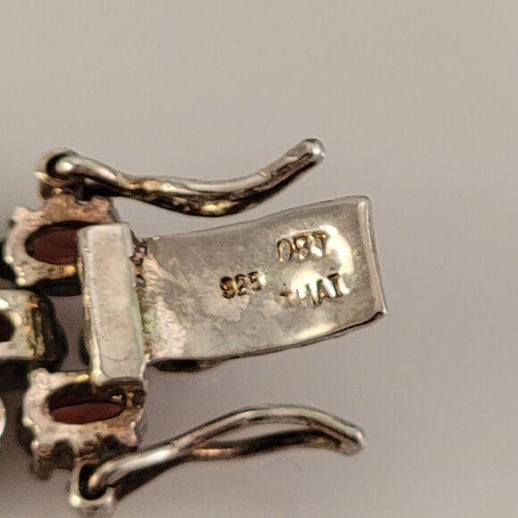 Dee Berkley Sterling Red Garnet Triple Row Tennis Bracelet - Picture 8 of 9